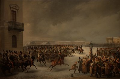 La revuelta decembrista en la Plaza del Senado el 14 de diciembre de 1825 de Georg Wilhelm Timm
