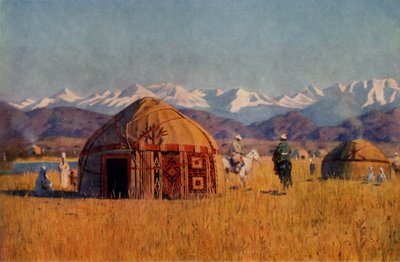 Yurta kirguís junto al río Chu, 1869-1870 de Vasily Vereshchagin