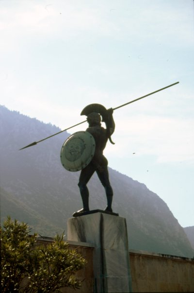 Estatua de bronce de Leónidas en las Termópilas, siglo XX de Vasos Falireas