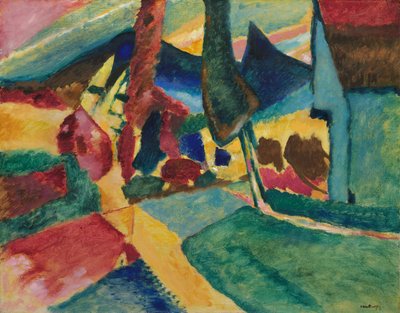 Paisaje con dos álamos de Wassily Kandinsky