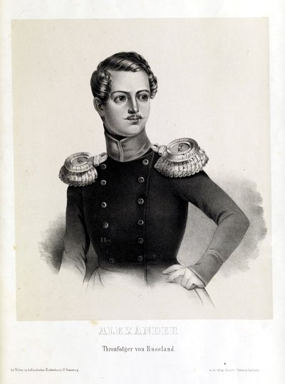 Heredero al trono Alejandro Nikoláyevich, litografía de Velten