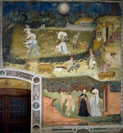 Agosto: Cosecha en un campo de trigo de Venceslao Maestro