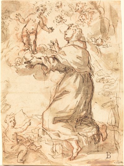 El Niño Jesús Apareciendo a San Francisco de Venetian 17th Century