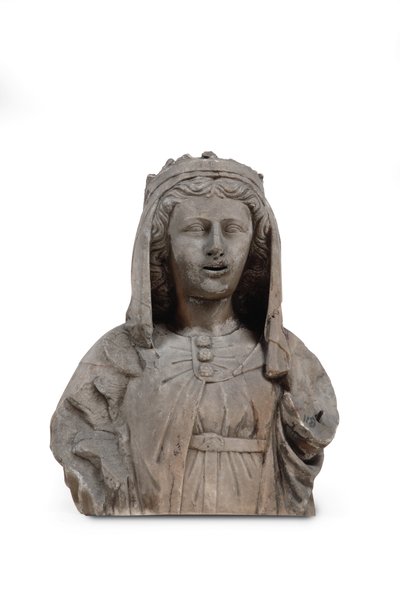 Un busto de mármol tallado de una santa femenina de Venetian School