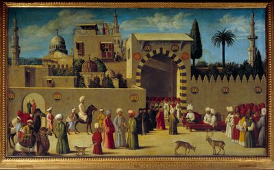 Audiencia de una embajada veneciana en Damasco de Venetian School