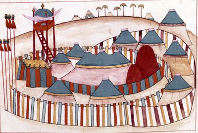 Campamento otomano. Miniatura de "Memoriales Turcos" (códice Cicogna 1971 "Memorie Turchesche") Acuarela de la escuela veneciana del siglo XVII. de Venetian School