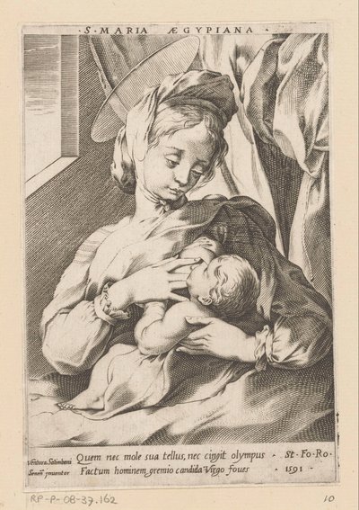 María amamantando al Niño S. Maria Aegypiana (título sobre objeto) de Ventura Salimbeni