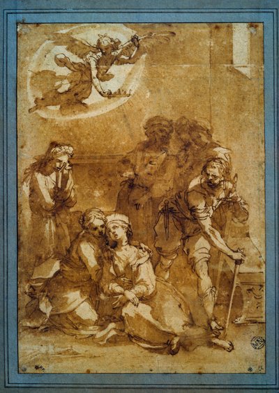 La muerte de Santa Cecilia (dibujo preparatorio) de Ventura di Arcangelo Salimbeni