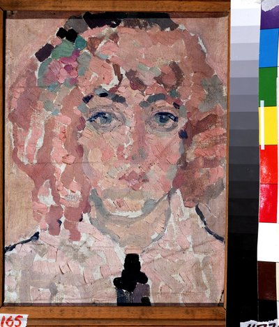 Autorretrato. Pintura de Vera Vladimirovna Khlebnikova (Chlebnikova) (1881-1941), huile sur toile, vers 1910. Art russe, avant garde debut 20e siecle. Estado B. Galería de Arte Kustodiev, Astracán (Rusia). de Vera Vladimirovna Khlebnikova