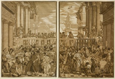 Las bodas de Caná, grabado por John Baptist Jackson de Veronese