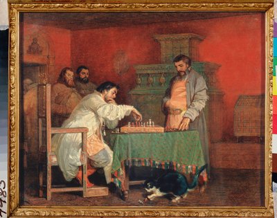 Escena de la vida de un zar ruso (Juego de ajedrez) - Escena de la vida de un zar ruso (Juego de ajedrez) - Pintura de Vyacheslav Grigorievich Schwarz (1838-1869), óleo sobre lienzo de Viatcheslav Grigorievitch Schwarz