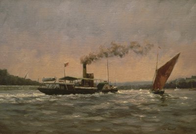 Pasado en el Medway (con un vapor de paletas restaurado, Kingswear Castle) de Vic Trevett