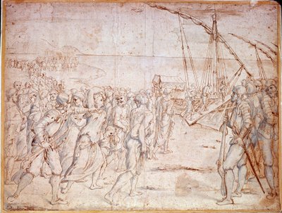 Deportación de los moriscos de España tras la firma de un tratado por Felipe III de España el 22/09/1609. Dibujo de Vincencio Carducho (1576-1638) de Vicente Carducho