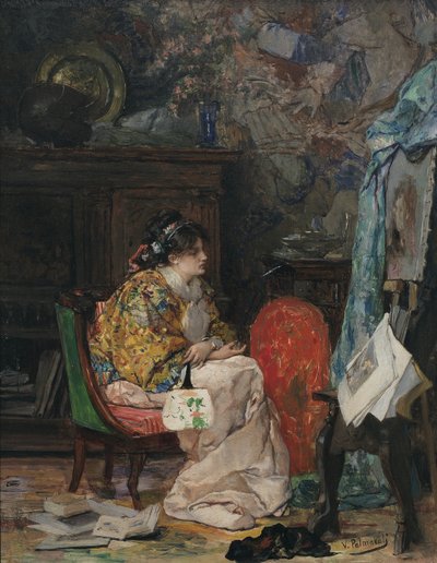 Una modelo en el estudio del artista de Vicente Palmaroli y Gónzalez