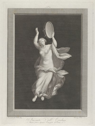 Una bacante parcialmente desnuda tocando una pandereta, ca. 1795-1820 de Vicenzo Feoli