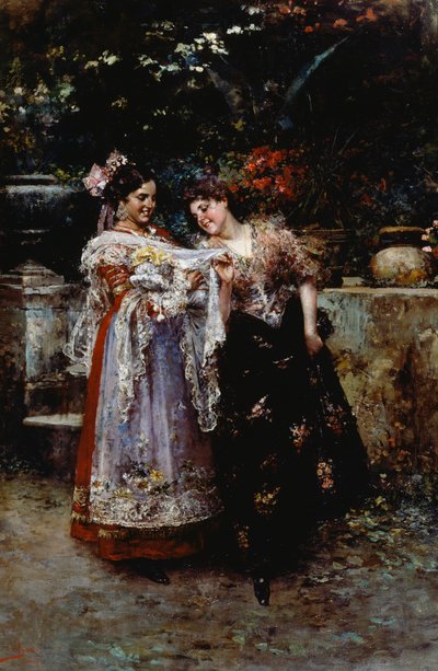 Hermoso encaje (Dos mujeres con un recién nacido) de Vicenzo Irolli