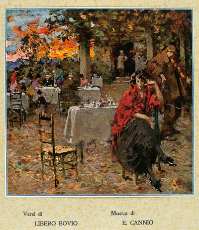 Restaurante al aire libre, ilustración para una colección de canciones napolitanas. Italia, siglo XX de Vicenzo Irolli