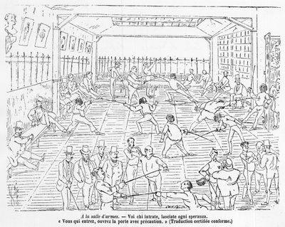 Sala de armas, dibujo de Crafty - en “Le Centaure” - Biblioteca de la ciudad de París. de Victor  Geruzez