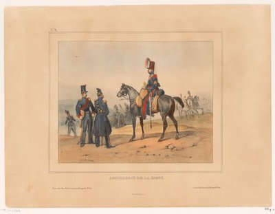 artillería van de linie Artillería de línea (título sobre objeto) Military rangen en kostuums van het Franse leger en 1832 (título de la serie) Colección de trajes militares, ejército francés 1832, representados en temas de género (título de la serie) de Victor Adam