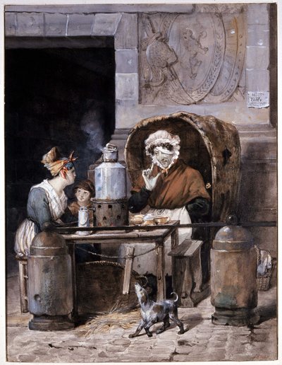 Cafetero en la calle - por Adam, circa 1850 de Victor Adam