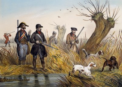 Caza de patos (acuarela) de Victor Adam