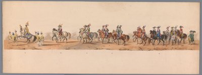 Procesión histórica en el segundo centenario de la Universidad de Ciencias Aplicadas de Utrecht, 1836 (lámina 8) Acercamiento de los ejércitos holandeses a Ostende, 3 de julio de 1600, el día después de la victoria en Nieuwpoort; según la representación di de Victor Adam