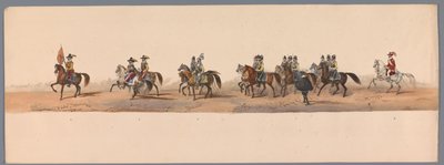 Procesión histórica en el segundo centenario de la Universidad de Ciencias Aplicadas de Utrecht, 1836 (lámina 2) Acercamiento de los ejércitos holandeses a Ostende, 3 de julio de 1600, el día después de la victoria en Nieuwpoort; según la representación di de Victor Adam
