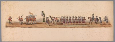 Procesión histórica en el segundo centenario de la Universidad de Ciencias Aplicadas de Utrecht, 1836 (lámina 3) Acercamiento de los ejércitos holandeses a Ostende, 3 de julio de 1600, el día después de la victoria en Nieuwpoort; según la representación di de Victor Adam
