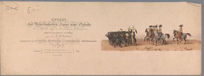 Procesión histórica en el segundo centenario de la Universidad de Ciencias Aplicadas de Utrecht, 1836 (título impreso) Acercamiento de los ejércitos holandeses a Ostende, 3 de julio de 1600, el día después de la victoria en Nieuwpoort; según el traje dado  de Victor Adam