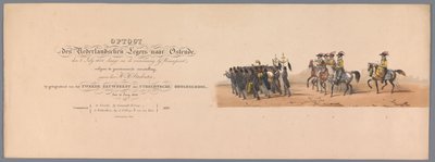 Procesión histórica en el segundo centenario de la Universidad de Ciencias Aplicadas de Utrecht, 1836 (título impreso) Acercamiento de los ejércitos holandeses a Ostende, 3 de julio de 1600, el día después de la victoria en Nieuwpoort; según el traje dado  de Victor Adam