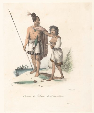 Traje de los habitantes de Houa-Houa (Nueva Zelanda)
Costume des habitans de Houa-Houa (título en el objeto)
Voyage de découvertes de l