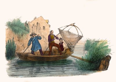 La Pesca. en "Album Grotesque, Choices of Outstanding Types", ilustraciones de Victor Adam, París, circa 1850. de Victor Adam