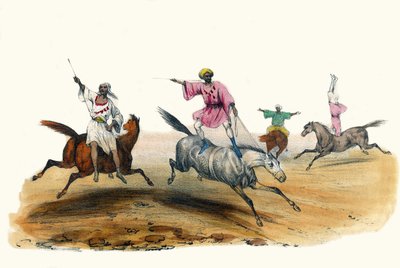 La voltige, por beduinos. En “Álbum Grotesco, Selecciones de Tipos Notables”, ilustraciones de Victor Adam, París, circa 1850 de Victor Adam