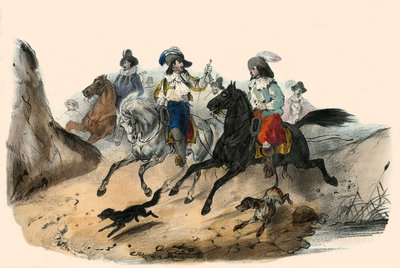 Le défi, entre 2 gentilhommes. en Album Grotesque, Choix de Types Remarkable, ilustraciones de Victor Adam, París, circa 1850 de Victor Adam