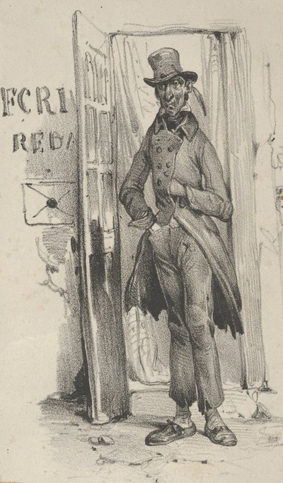 Hombre de pie en una puerta, mediados del siglo XIX de Victor Adam