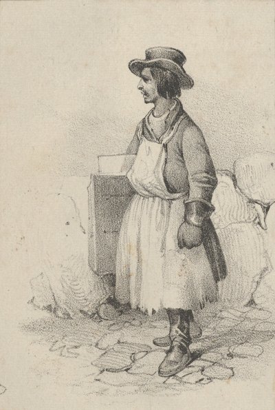 Hombre con delantal y sombrero, mediados del siglo XIX de Victor Adam