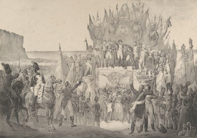 Festival militar en Boulogne con Napoleón distribuyendo estrellas de la Legión de Honor, siglo XIX de Victor Adam