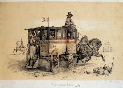Coche ómnibus de París - Litografía de Adam, ca. 1840 de Victor Adam