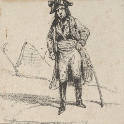 Soldado apoyado en su espada, mediados del siglo XIX de Victor Adam