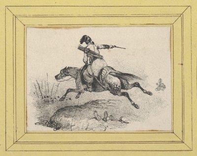 Soldat auf galoppierendem Pferd de Victor Adam