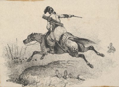 Soldado en caballo galopante, mediados del siglo XIX de Victor Adam