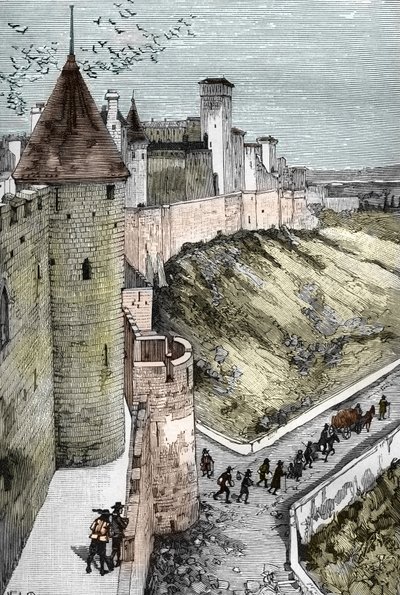 Prohibición de las prédicas y arresto de protestantes tras la revocación del Edicto de Nantes (dragonadas bajo Luis XIV (1681-1686): exilio de protestantes que abandonan las ciudades para unirse a las fronteras (dragonadas en Francia bajo Luis XIV, polític de Victor Armand Poirson