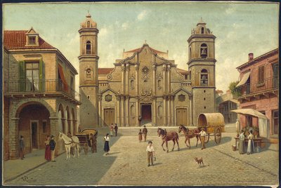 Catedral de La Habana, Cuba (óleo sobre lienzo) de Victor Carabain