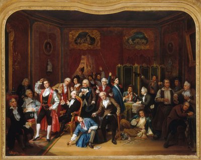 El actor Hugues Bouffé (1800-1888), representado con los trajes de sus principales papeles, en su camerino del Théâtre des Variétés de Victor Darjou