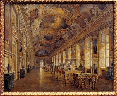 Vista de la gran galería de Apollon en el Museo del Louvre en 1880 (óleo sobre lienzo) de Victor Duval