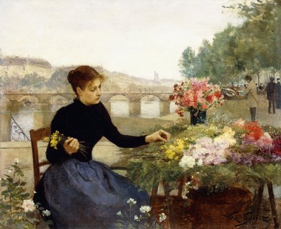 Un mercado de flores parisino de Victor Gabriel Gilbert