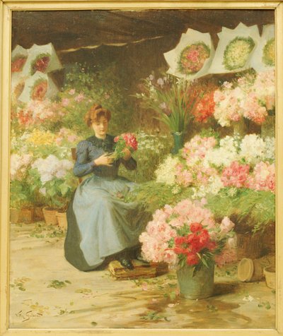 Vendedora de flores frente a la iglesia de la Madeleine de Victor Gabriel Gilbert
