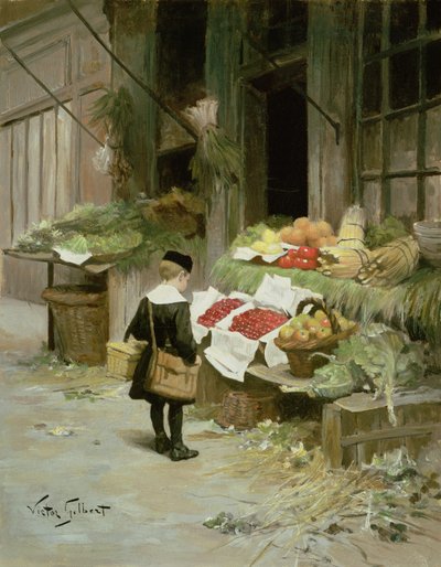 Niño pequeño en el mercado de Victor Gabriel Gilbert