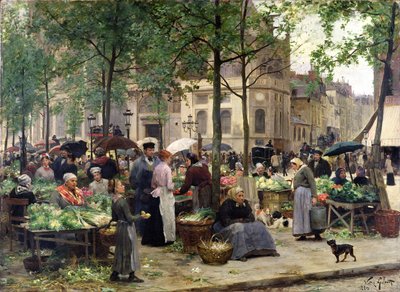 La plaza frente a Les Halles, 1880 de Victor Gabriel Gilbert