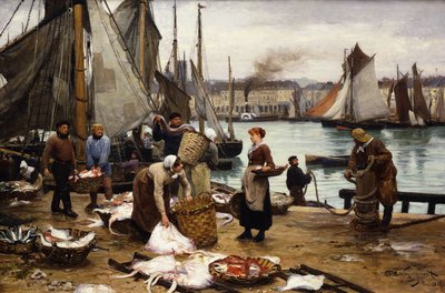 Descargando la pesca, 1881 de Victor Gabriel Gilbert